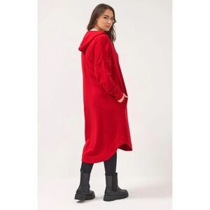 NAP‎ Loungewear Red Hooded Sweatshirt Dress Long Sleeve Oversized Midi Small